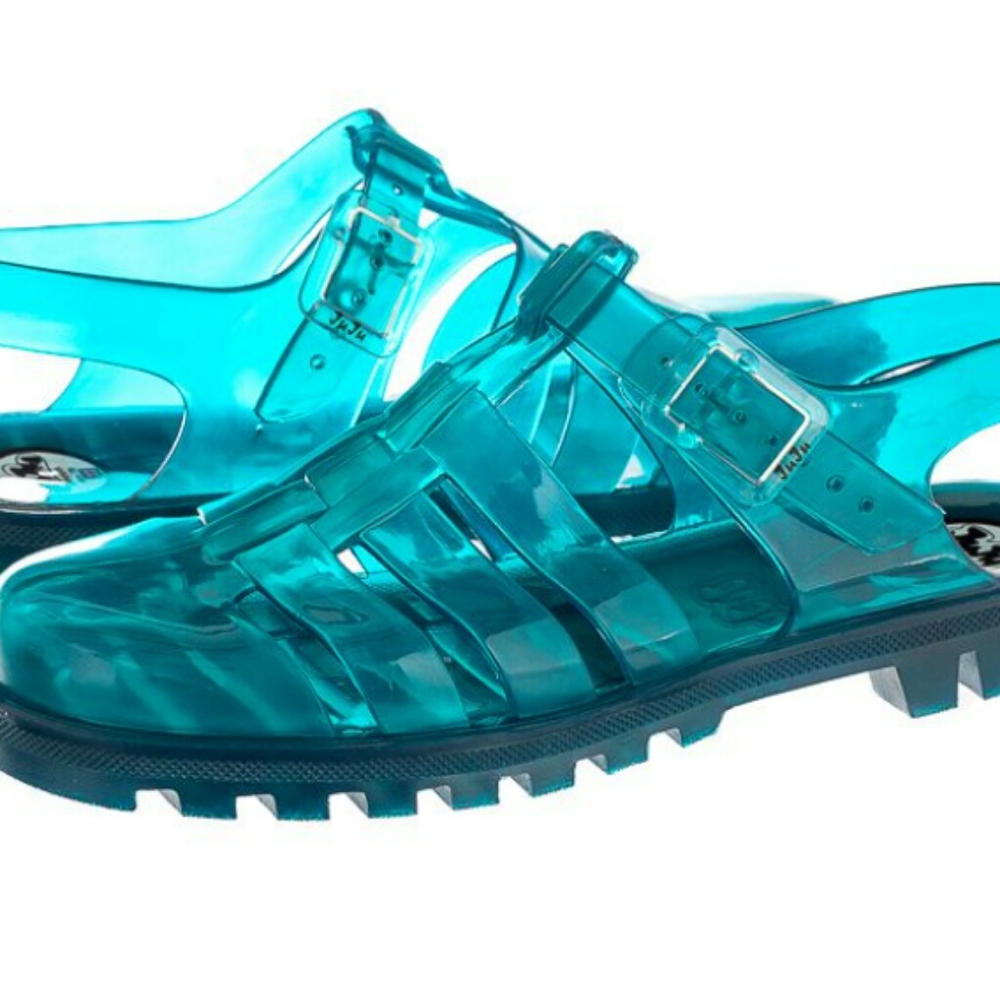 NEW with TAGS Juju Jellies MAXI Tourmaline Jelly Sandals in Turquoise size 10